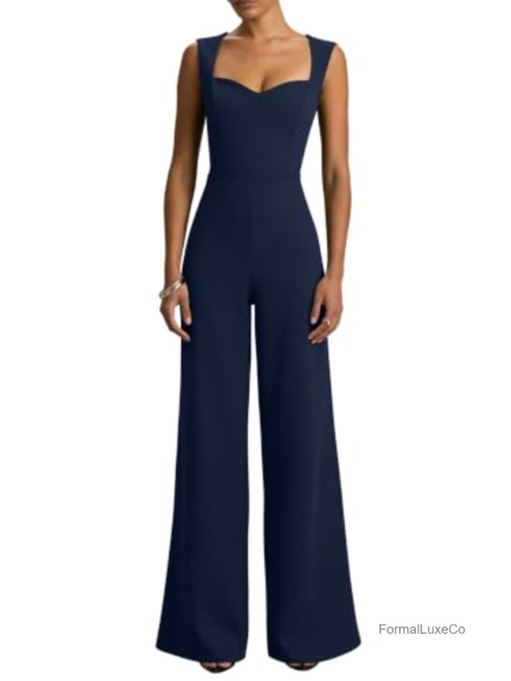 Wide Leg Jumpsuit Square Neck Sleeveless Backless High Waist Maxi Formal